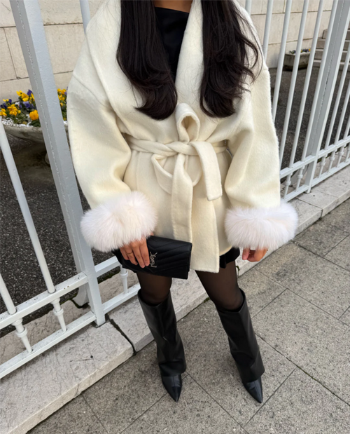 Veste  Mocca - Blanc