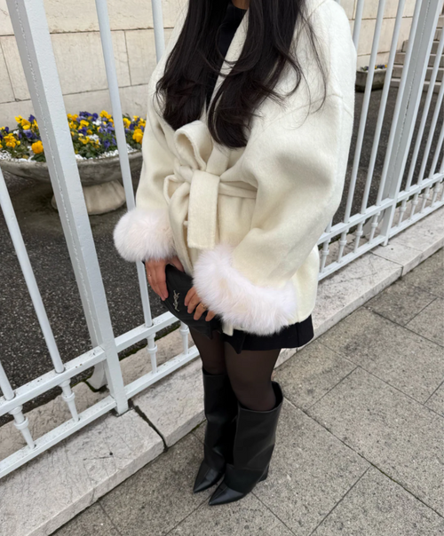Veste  Mocca - Blanc