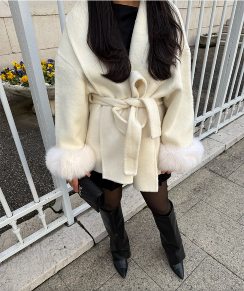 Veste  Mocca - Blanc